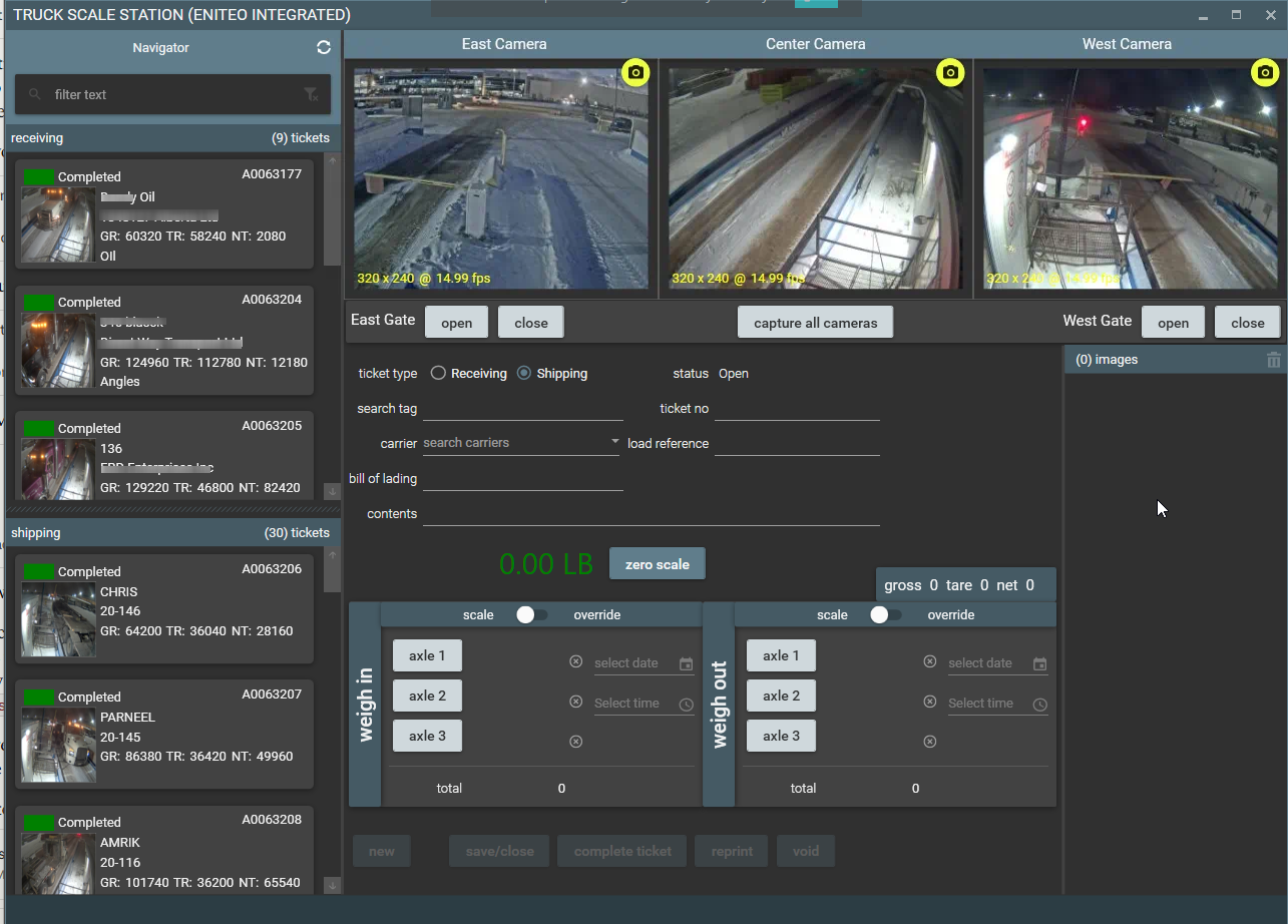 Truck Scale Station - Custom shipping and receiving application with live camera feeds, scale integration, and gate controls